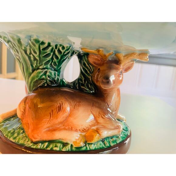 Vtg Majolica Handpainted Takahshi San Francisco Japan Deer Dish - Picture 6 of 8